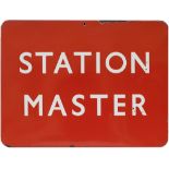 BR(NE) FF enamel railway sign STATION MASTER measuring 24in x 18in. In very good condition with