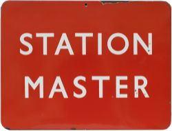 BR(NE) FF enamel railway sign STATION MASTER measuring 24in x 18in. In very good condition with