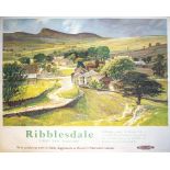 Poster BR(M) RIBBLESDALE NORTH WEST YORKSHIRE STAINFORTH NEAR SETTLE by Greene. Quad Royal 50in x