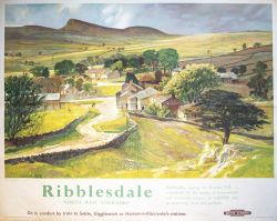 Poster BR(M) RIBBLESDALE NORTH WEST YORKSHIRE STAINFORTH NEAR SETTLE by Greene. Quad Royal 50in x