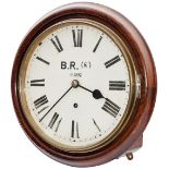 Midland & Great Northern Railway 10 inch oak cased going barrel railway clock, supplied to the M&