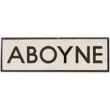 LNER FF enamel lamp tablet ABOYNE from the former Great North Of Scotland Railway station between