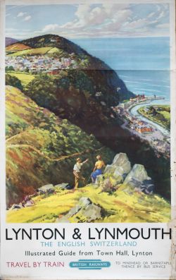 Poster BR(W) LYNTON & LYNMOUTH THE ENGLISH SWITZERLAND by Harry Riley 1959. Double Royal 25in x