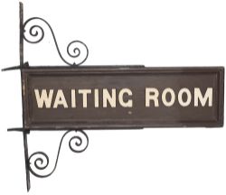 Great Western Railway platform sign WAITING ROOM. Double sided wood with cast iron letters, complete