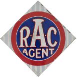 Road motoring enamel sign RAC AGENT. Double sided, both sides in very good condition with minor