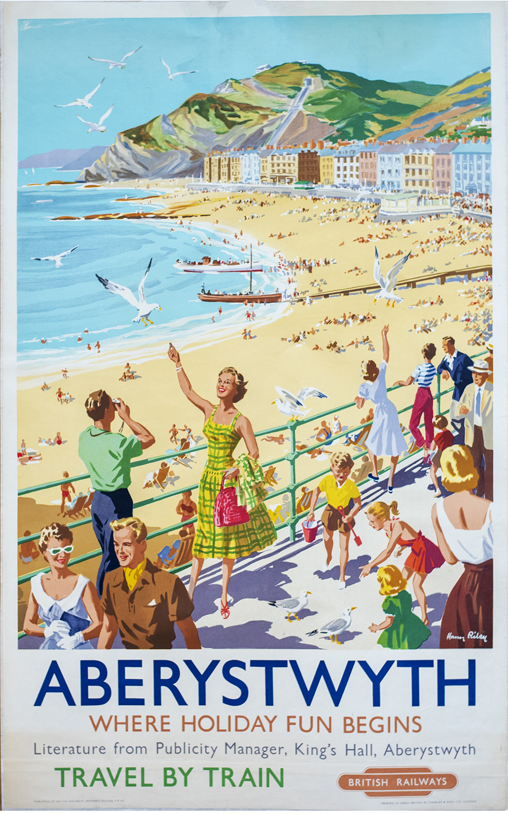 Poster BR(W) ABERYSTWYTH WHERE HOLIDAY FUN BEGINS by Harry Riley. Double Royal 25in x 40in. In