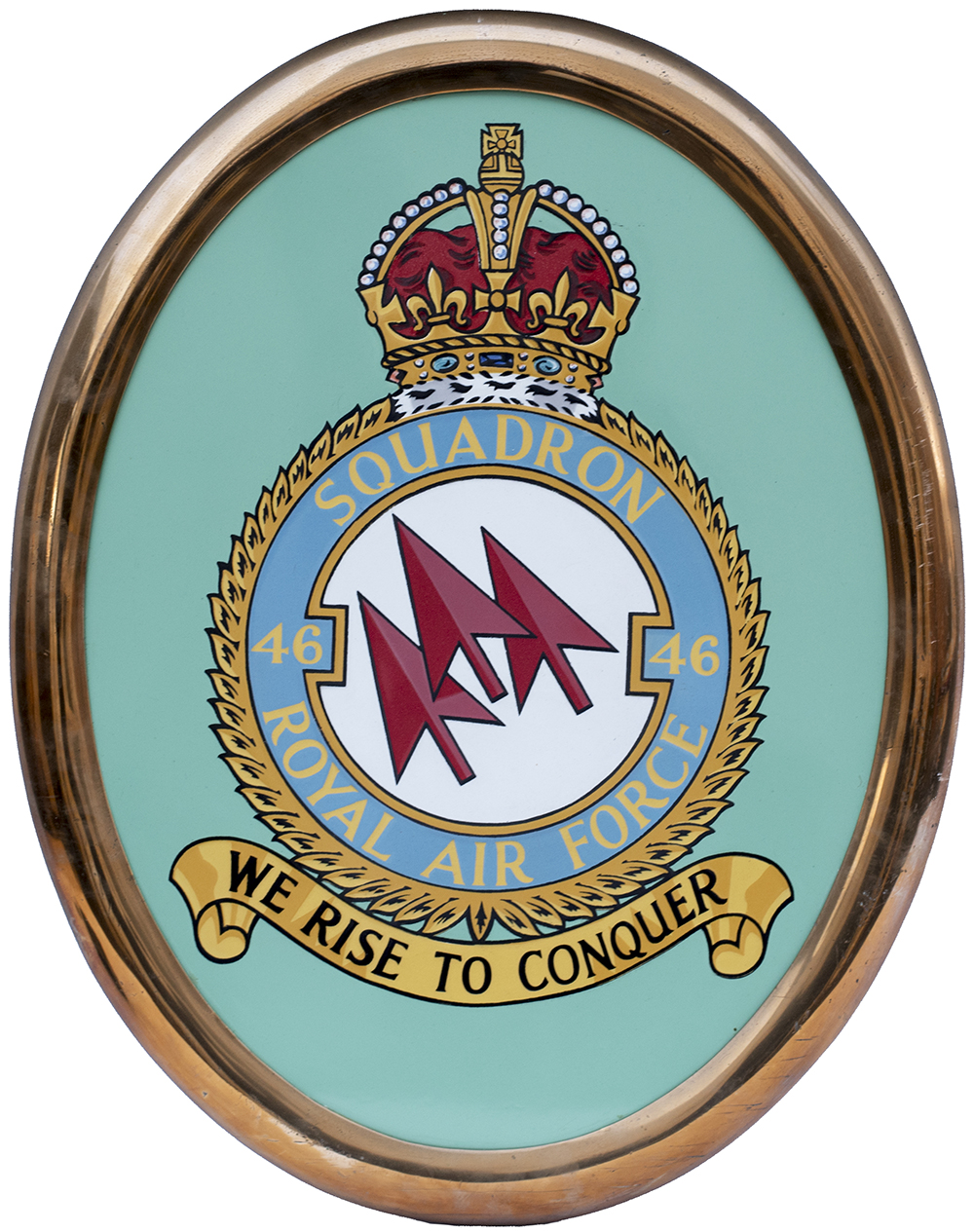 Nameplate shield from Bullied Battle Of Britain light Pacific 4-6-2 46 SQUADRON built at Brighton in
