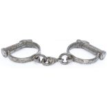 London and Birmingham Railway wrought iron Police Handcuffs stamped LONDON & BIRM. RAILWAY COMPY and