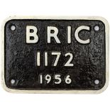 Tenderplate BR1C 1172 1956 ex BR Riddles STD Class 9F 2-10-0 92083. Allocated to Wellingborough,