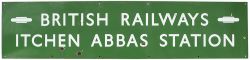 BR(S) enamel station fascia BRITISH RAILWAYS ITCHEN ABBAS STATION measuring 51in x 11.75in. In