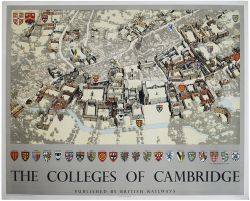 Poster BR THE COLLEGES OF CAMBRIDGE by Fred Taylor. Quad Royal 40in x 50in. Professionally mounted