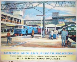 Poster BR(M) LONDON MIDLAND ELECTRIFICATION STAFFORD STATION by Greene. Quad Royal 50in x 40in. In