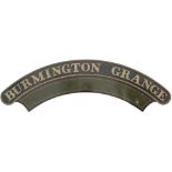 Nameplate BURMINGTON GRANGE ex GWR Collett Grange 4-6-0 built at Swindon in 1937 and numbered