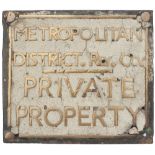 Met & District Pavement Boundary Metropolitan District Rly Co PRIVATE PROPERTY bronze pavement