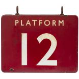 BR(M) FF Platform 12 (double sided) BR(M) FF enamel railway sign PLATFORM 12. Double sided and