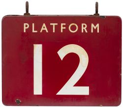 BR(M) FF Platform 12 (double sided) BR(M) FF enamel railway sign PLATFORM 12. Double sided and
