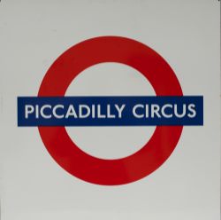 LT Piccadilly Circus London Underground enamel Target/Bullseye station sign PICCADILLY CIRCUS.