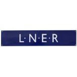 LNER DR Poster Heading LNER enamel double royal poster board heading measuring 28in x 5.75in. In