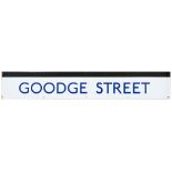 LT Goodge Street London Underground enamel station frieze sign GOODGE STREET. Measures 60.75in x