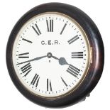 GER 16in ex Brentwood & Warley Great Eastern Railway 16 inch mahogany cased fusee railway clock.