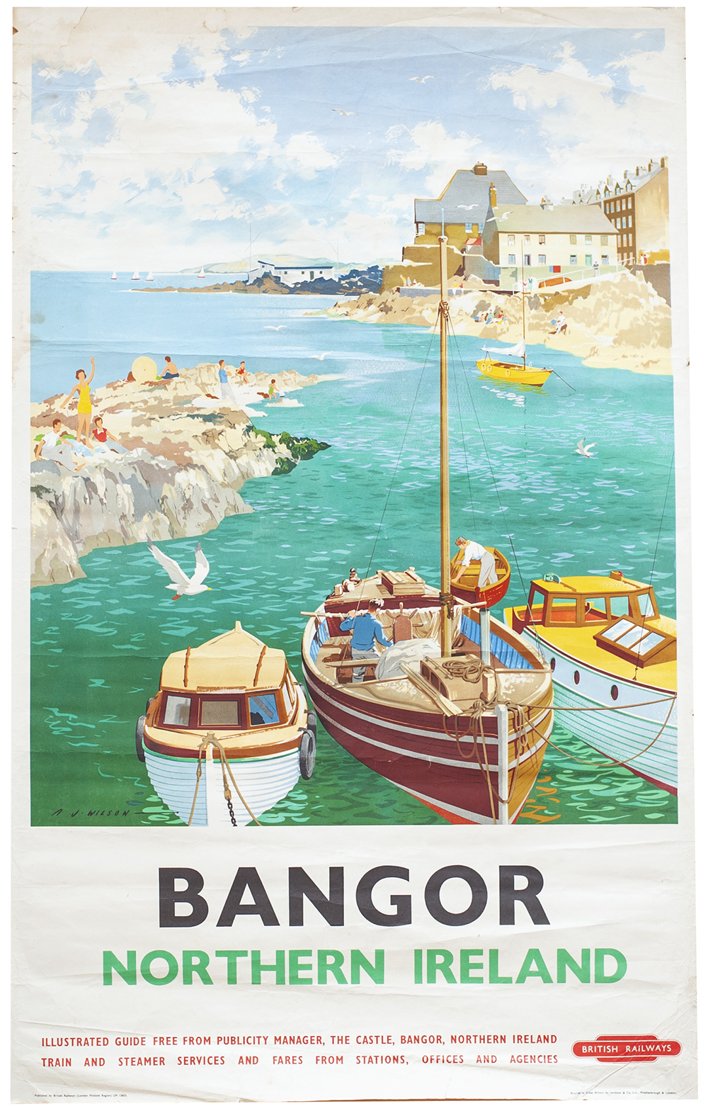 Poster BR(M) BANGOR NORTHERN IRELAND by A. J. Wilson. Double Royal measures 25in x 40in. In good