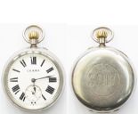 LNWR 3017 Rotherhams London and North Western Railway nickel cased pocket watch by Rotherhams. The