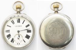 LNWR 3017 Rotherhams London and North Western Railway nickel cased pocket watch by Rotherhams. The