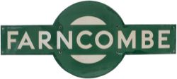 SR Farncombe Southern Railway enamel target station sign FARNCOMBE from the former London & South