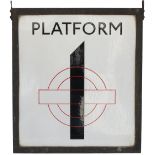 LT Platform 1 (double sided) London Underground enamel station sign PLATFORM 1. Double sided and