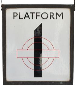 LT Platform 1 (double sided) London Underground enamel station sign PLATFORM 1. Double sided and