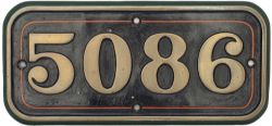 GWR 5086 ex Viscount Horne GWR brass cabside numberplate 5086 ex Castle 4-6-0 Viscount Horne. In