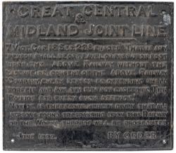 GC & Midland Trespass Great Central & Midland Joint Line cast iron TRESPASS sign, Midland pattern,