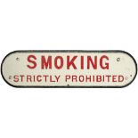 LNER Smoking LNER cast iron doorplate SMOKING STRICTLY PROHIBITED. Face restored measures 21.75in