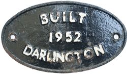 Built 1952 Darlington ex 12103-38 Worksplate BUILT 1952 DARLINGTON ex BR Diesel Class 11 0-6-0 in