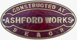 SE&CR Ashford ex 31741 Worksplate CONSTRUCTED AT ASHFORD WORKS SE&CR ex Wainwright D 4-4-0 rebuilt