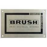 Brush Cabplate ex 60007 Cabplate BRUSH ELECTRICAL MACHINES HAWKER SIDDELEY ex British Railways Class