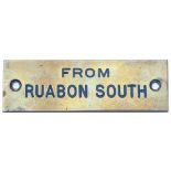 GWR From Ruabon South GWR machine engraved brass shelf plate FROM RUABON SOUTH. In very good