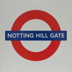 LT Notting Hill Gate London Underground FF enamel Target/Bullseye station sign NOTTING HILL GATE.