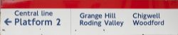 LT Grange Hill Chigwell etc London Underground enamel station frieze sign CENTRAL LINE PLATFORM 2