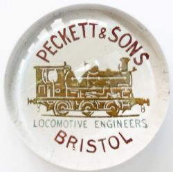 Peckett Paperweight Glass paperweight, base marked PECKETT & SONS LOCOMOTIVE ENGINEERS BRISTOL.