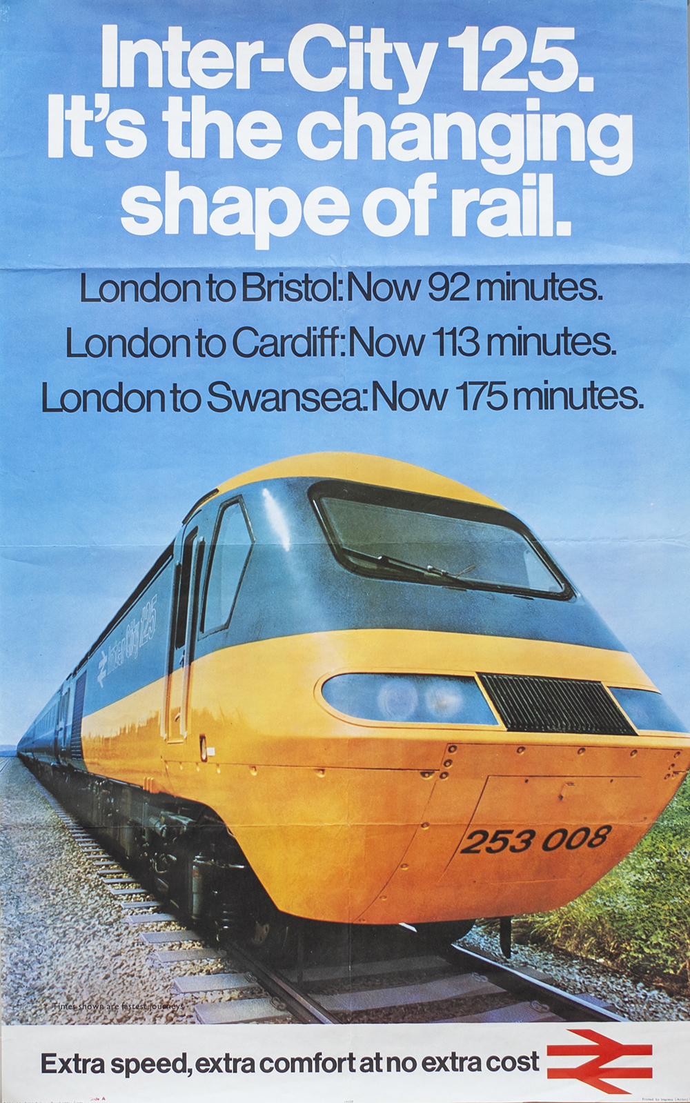 BRB DR Intercity 125 Poster BRB INTERCITY 125 ITS THE CHANGING SHAPE OF RAIL issued in 1976 with