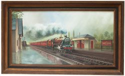 Defford 5672 Anson , J. Mason Original Oil Painting on canvas of DEFFORD STATION IN THE RAIN by John