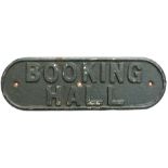 LNER Booking Hall LNER cast iron doorplate BOOKING HALL. In ex station condition, measures 14.75in x