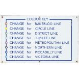 LT Line Colour Key London Transport Underground enamel sign showing the colour key for all eight