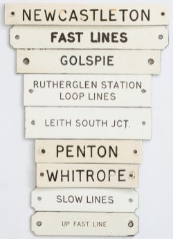 9 Scottish Traffolite A collection of 9 Scottish Traffolite signal box shelf plates; Penton,