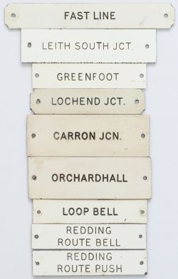 8 Scottish Traffolite A collection of 8 Scottish Traffolite signal box shelf plates; Orchard Hall,