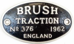 Brush 376 1962 ex D5840 Worksplate BRUSH TRACTION ENGLAND No376 1962 ex BR Diesel Class 31