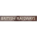 BR(W) Poster Heading BR(W) enamel poster board heading BRITISH RAILWAYS measuring 27in x 4in. In