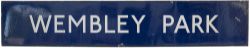 London Underground enamel station sign WEMBLEY PARK measuring 58in x 10.5in. In good condition