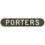 LNER Porters LNER cast iron doorplate PORTERS. Face restored measures 17.5in x 3.5in.